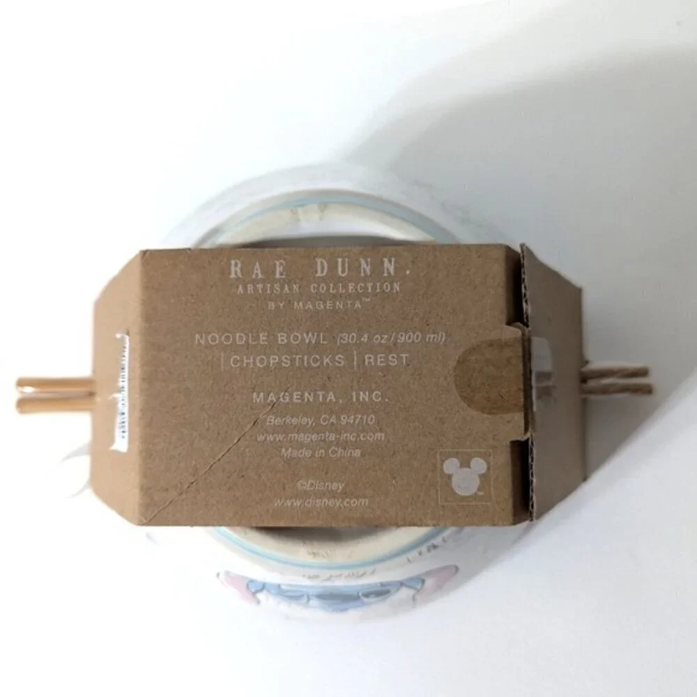 Rae Dunn X Disney Collection Stitch Noodle Bowl With‎ Wooden Chopsticks And Rest